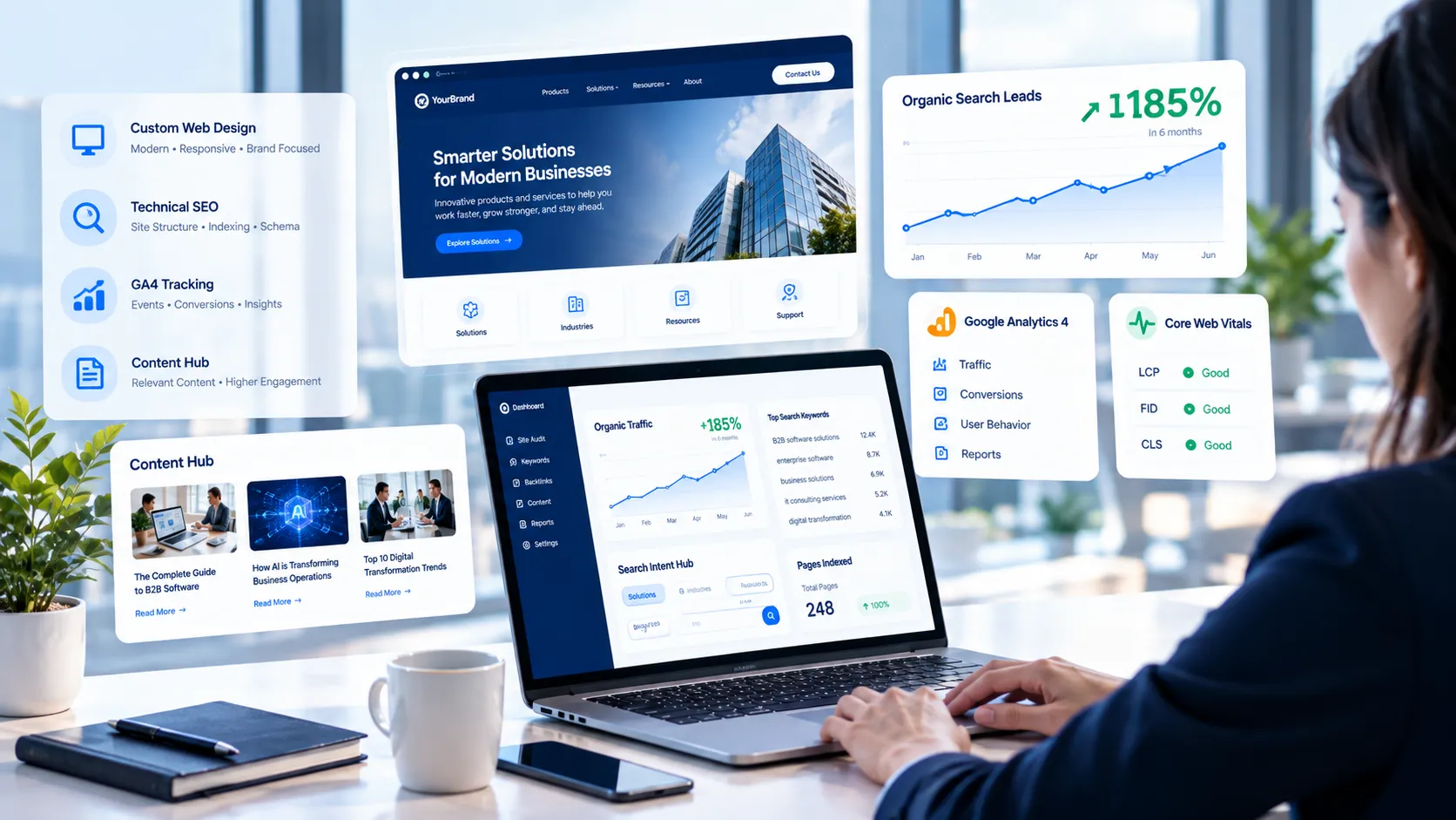 B2B digital platform with technical SEO and enterprise analytics by Nexovio Digital Solutions