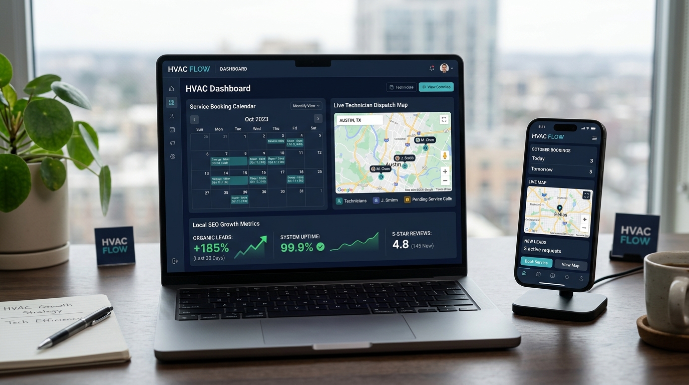Infiniti Home Comfort HVAC digital booking platform by Nexovio Digital Solutions