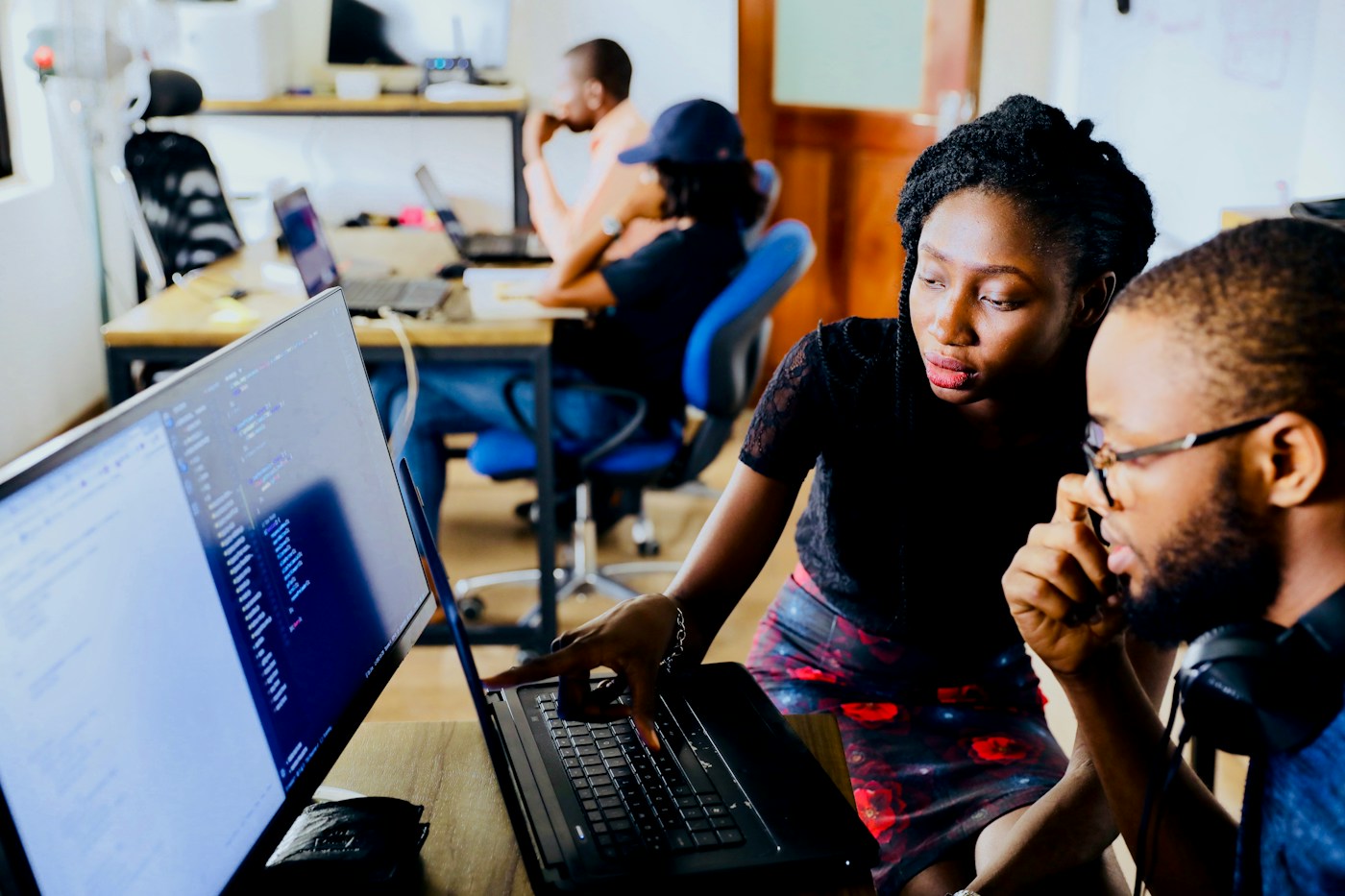 AI software engineers collaborating on enterprise neural network models and custom LLM architecture